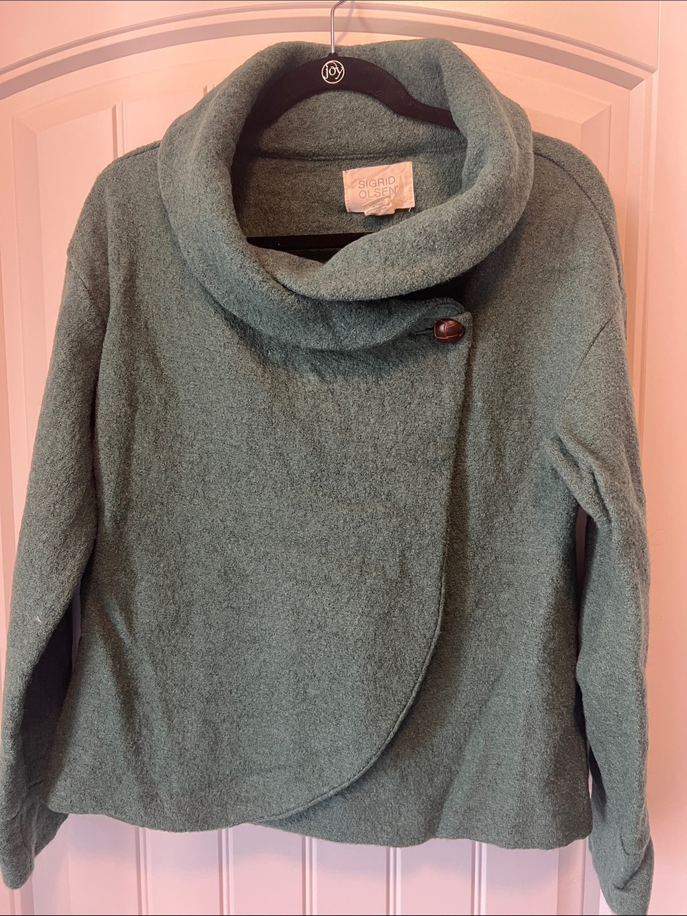 Sigrid Olsen Seafoam Green Asymmetrical Cowl Sweater